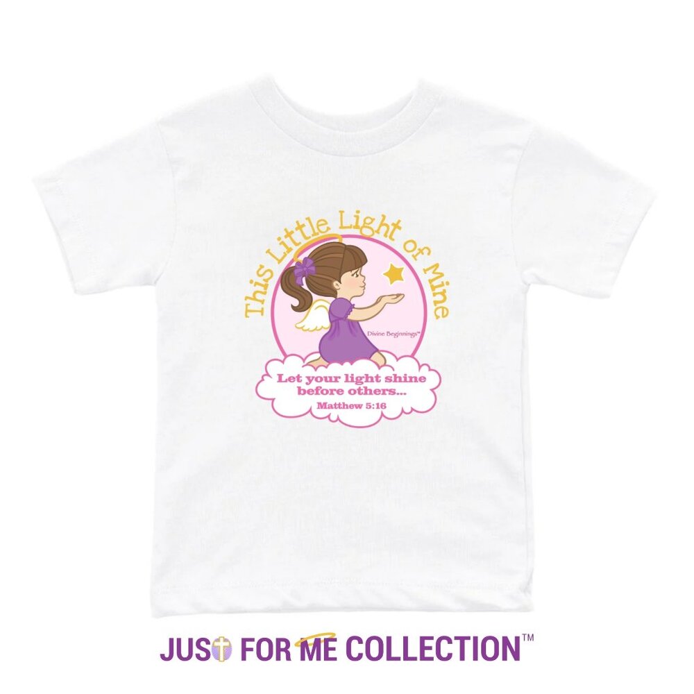 This Little Light of Mine - Girls Toddler T-shirt (White-brunette)